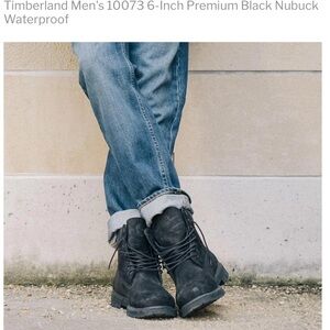 $209 Timberland Premium 6-inch waterproof boot black nubuck size 8.5 Wide